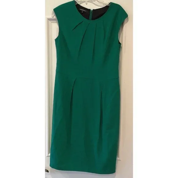 Lafayette 148 New York | Dresses | Lafayette 48 Dress Size 8 Womens Green  Pleated Neck Sheath Dress | Poshmark